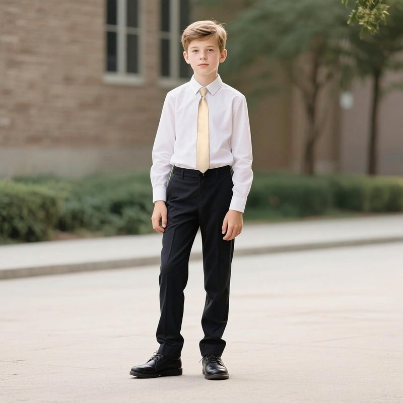 Branduce Pre-Tied Boys Ties Solid Color Kids Adjustable Necktie for Age 8-12 Wedding School Graduation - Image 3